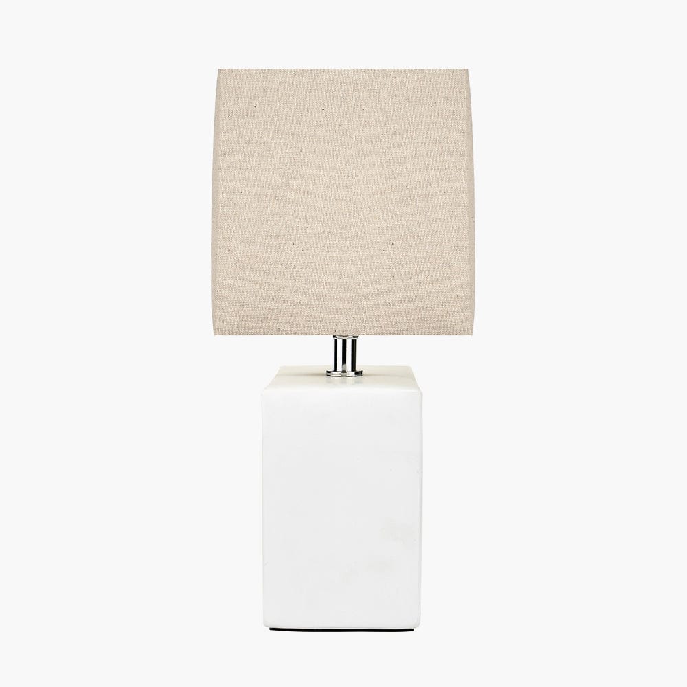 Block White Ceramic Rectangular Table Lamp.