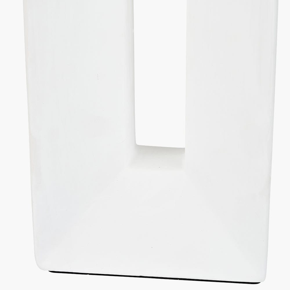 Block White Ceramic Tall Table Lamp.