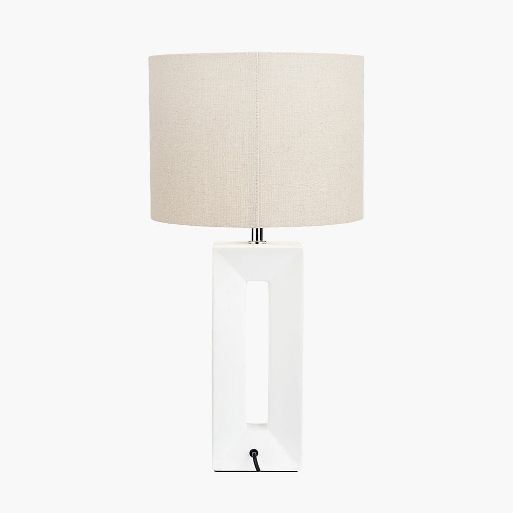 Block White Ceramic Tall Table Lamp.