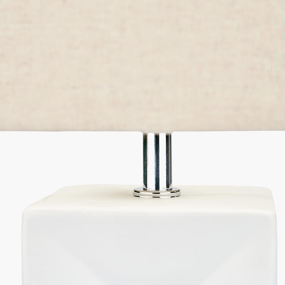 Block White Ceramic Tall Table Lamp.