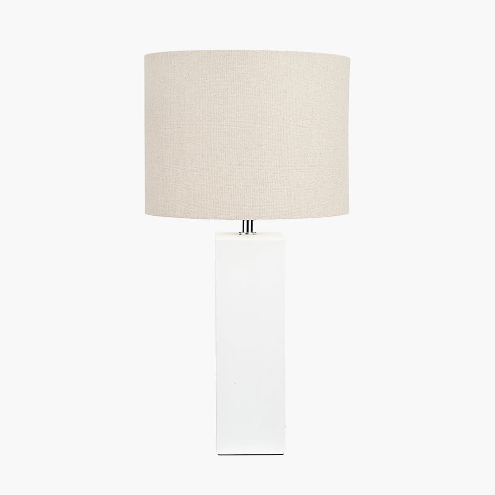 Block White Ceramic Tall Table Lamp.
