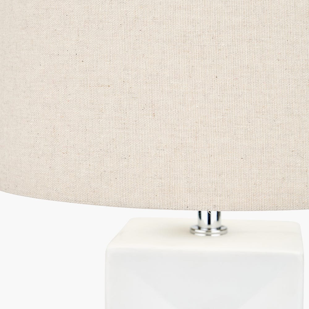 Block White Ceramic Tall Table Lamp.