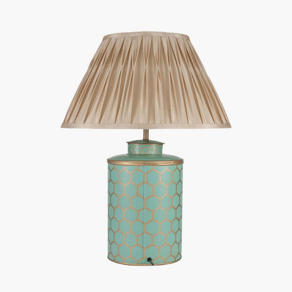 Blue Honeycomb Hand Painted Metal Table Lamp - Base Only.