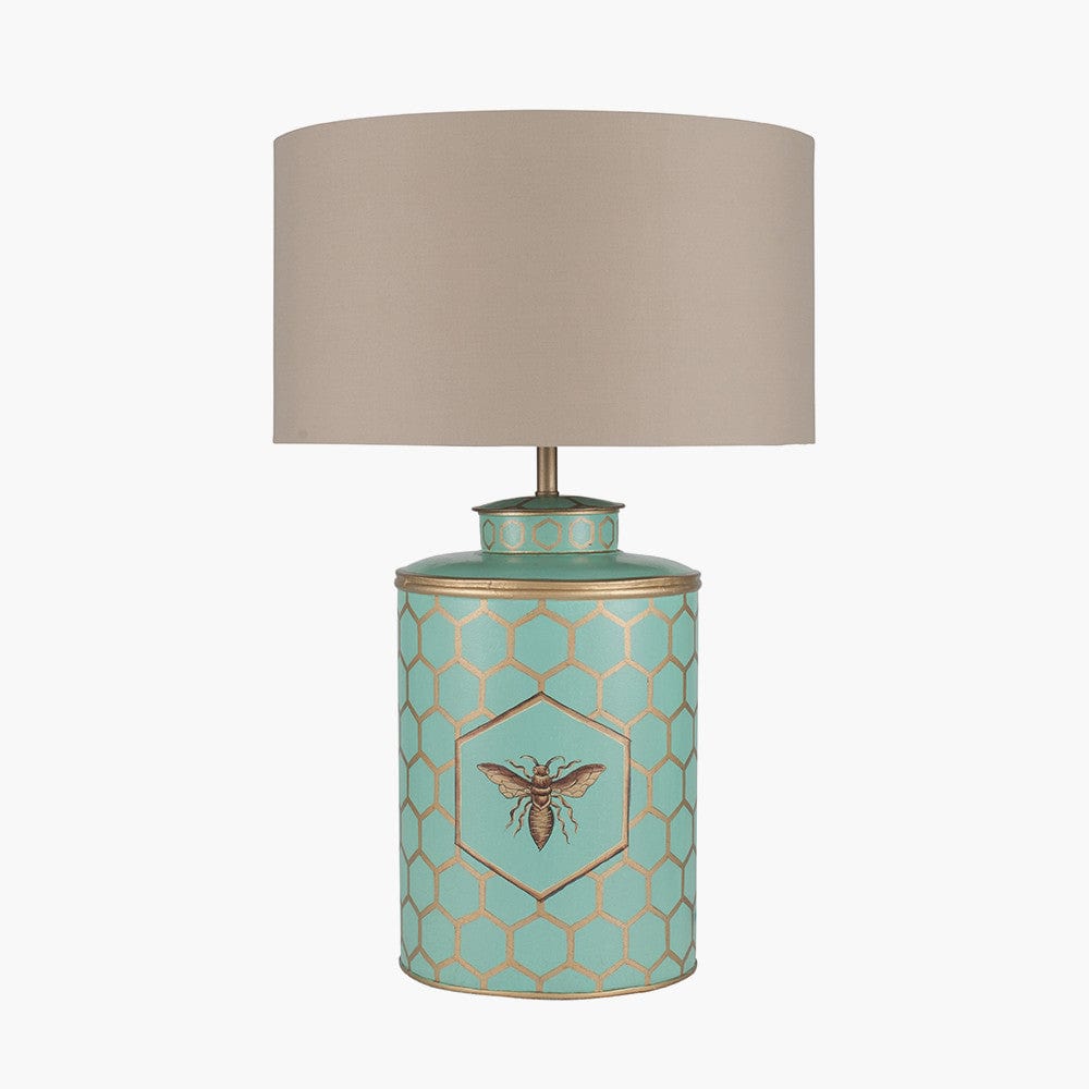 Blue Honeycomb Hand Painted Metal Table Lamp - Base Only.