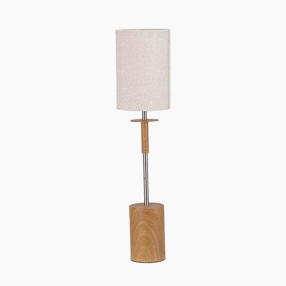 Pacific Lifestyle Lighting Bonham Natural Wood Veneer and Silver Metal Table Lamp House of Isabella UK