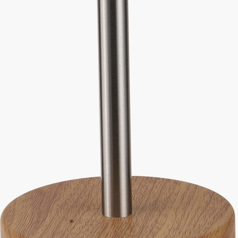 Pacific Lifestyle Lighting Bonham Natural Wood Veneer and Silver Metal Table Lamp House of Isabella UK