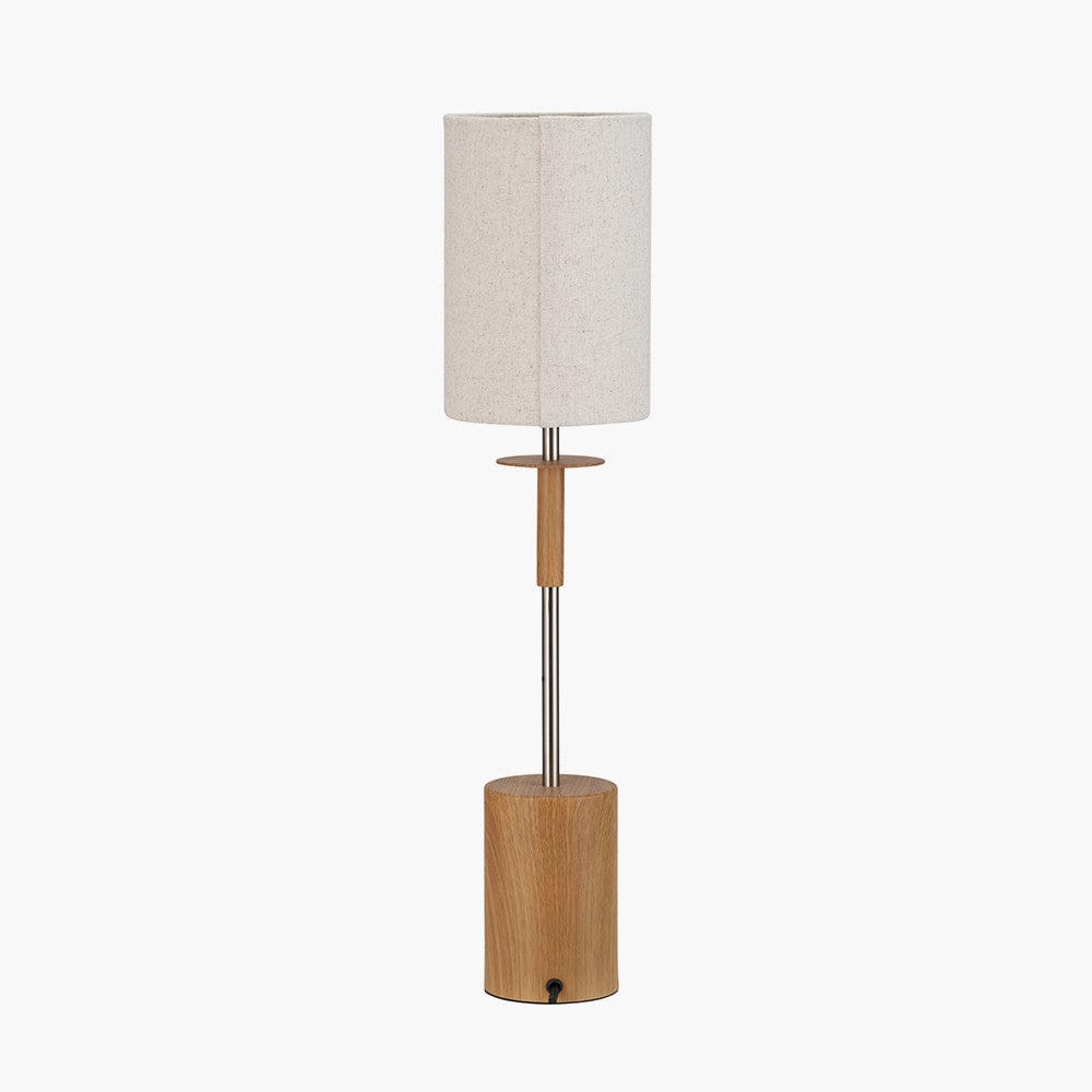 Pacific Lifestyle Lighting Bonham Natural Wood Veneer and Silver Metal Table Lamp House of Isabella UK