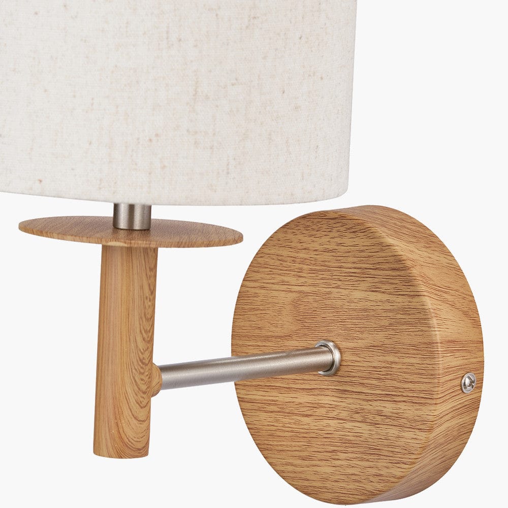 Pacific Lifestyle Lighting Bonham Natural Wood Veneer and Silver Metal Wall Light House of Isabella UK