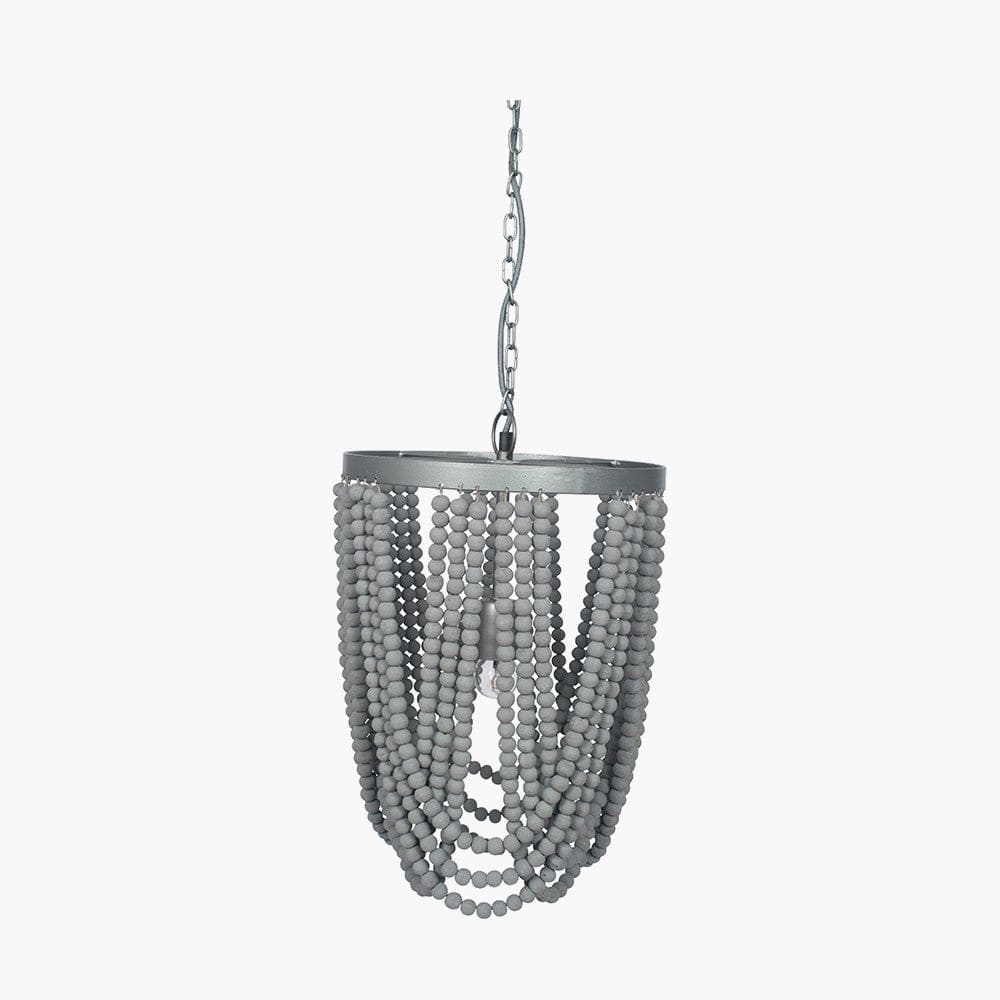 Bonneval Grey Wash Wood Bead Sash Pendant.