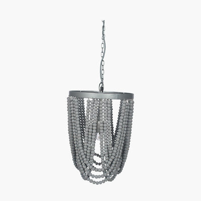 Pacific Lifestyle Lighting Bonneval Grey Wash Wood Bead Sash Pendant House of Isabella UK