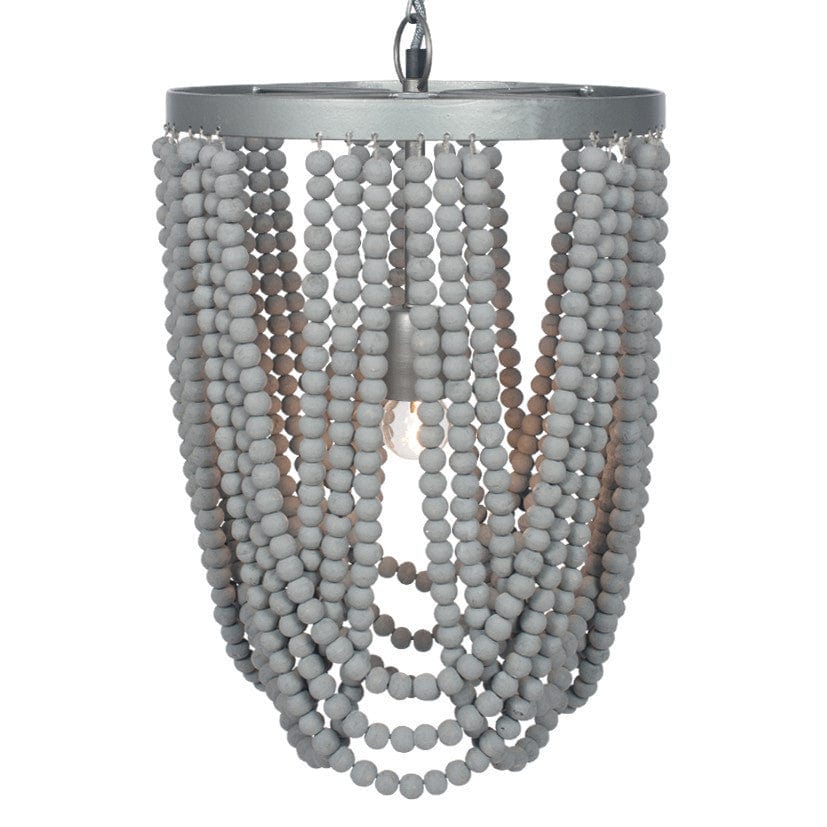 Pacific Lifestyle Lighting Bonneval Grey Wash Wood Bead Sash Pendant House of Isabella UK