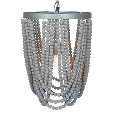 Pacific Lifestyle Lighting Bonneval Grey Wash Wood Bead Sash Pendant House of Isabella UK