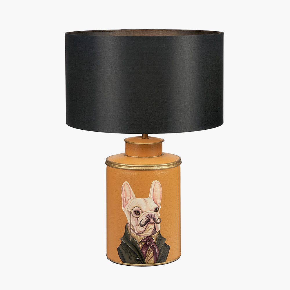 Boston Terrier Mustard Hand Painted Metal Table Lamp.