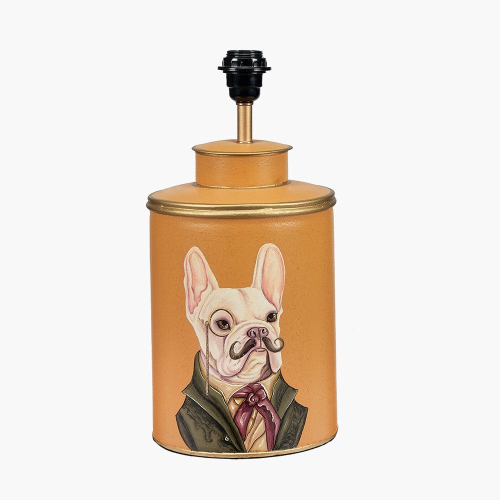 Boston Terrier Mustard Hand Painted Metal Table Lamp.