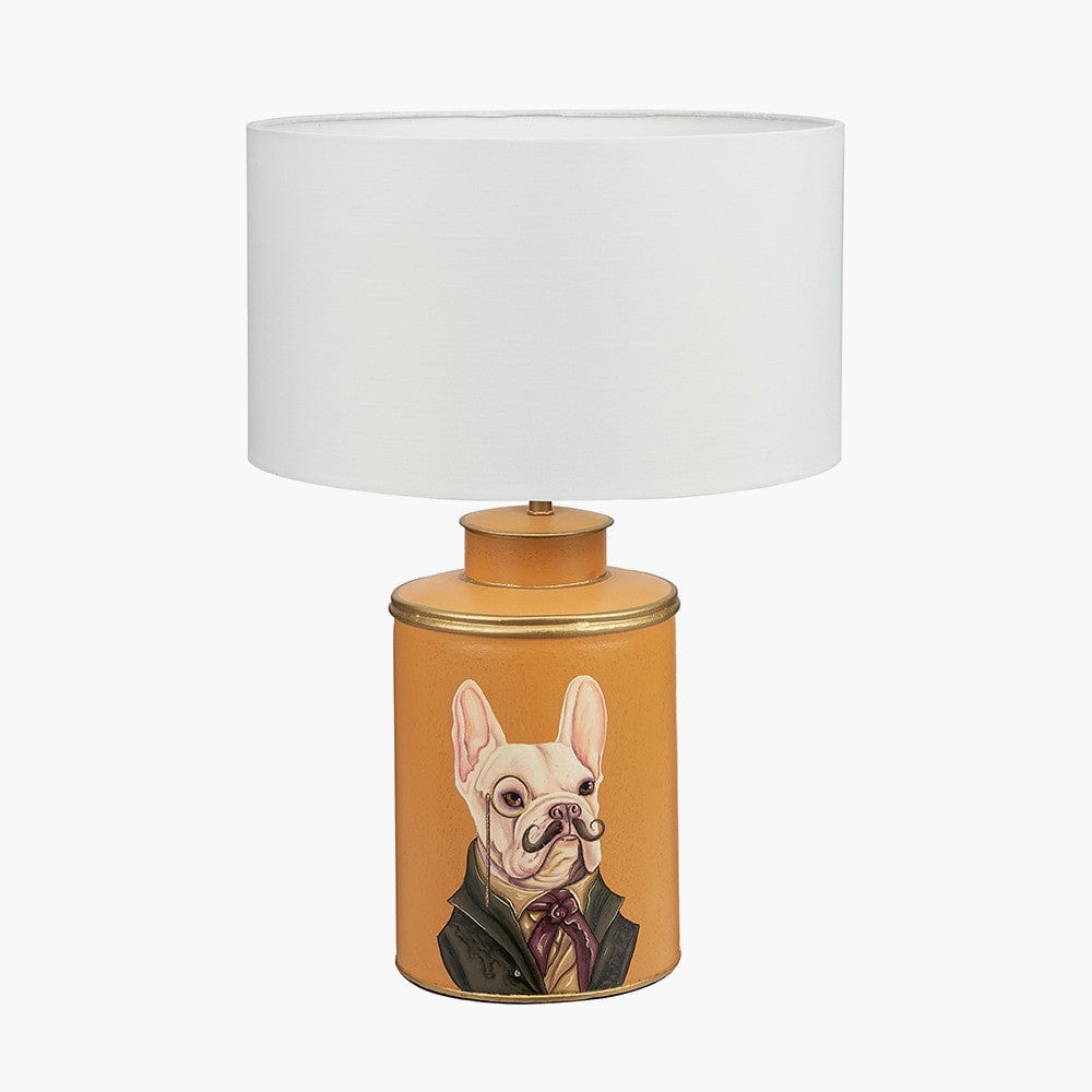 Boston Terrier Mustard Hand Painted Metal Table Lamp.