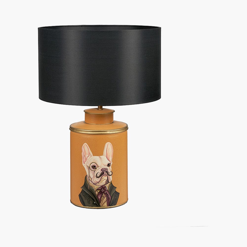 Boston Terrier Mustard Hand Painted Metal Table Lamp.
