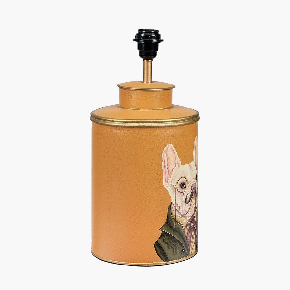 Boston Terrier Mustard Hand Painted Metal Table Lamp.