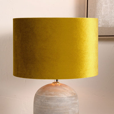 Pacific Lifestyle Lighting Bow 25cm Mustard Velvet Cylinder Shade House of Isabella UK