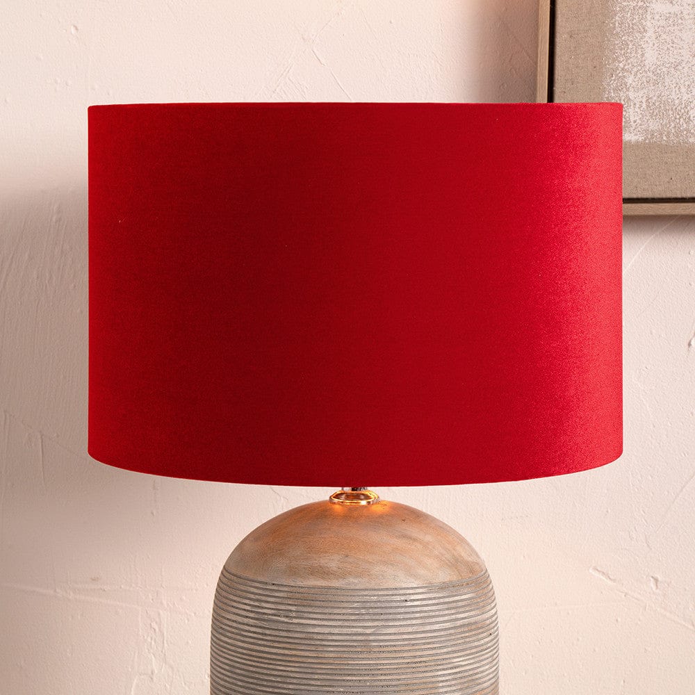 Pacific Lifestyle Lighting Bow 25cm Red Velvet Cylinder Shade House of Isabella UK