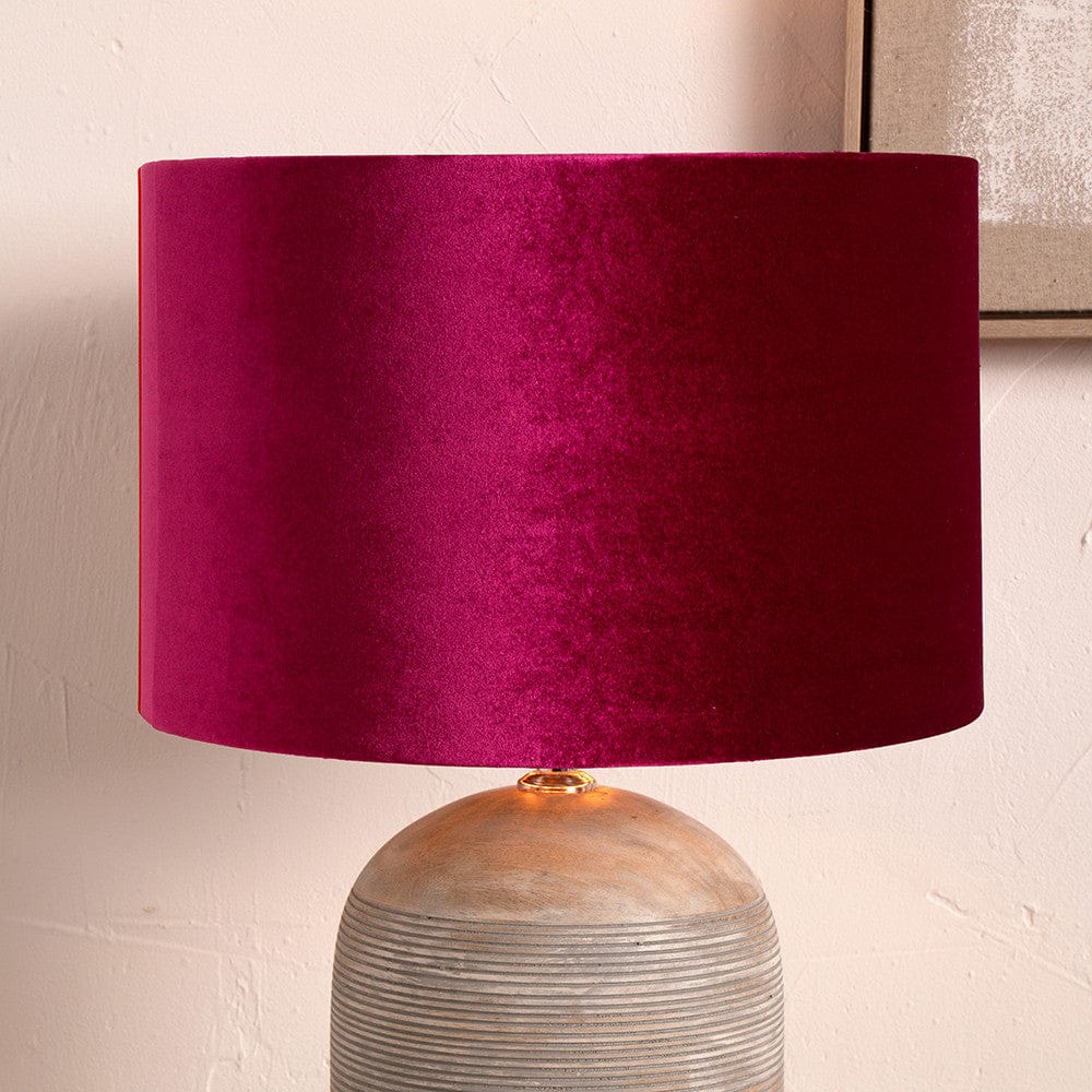 Pacific Lifestyle Lighting Bow 30cm Raspberry Velvet Cylinder Shade House of Isabella UK