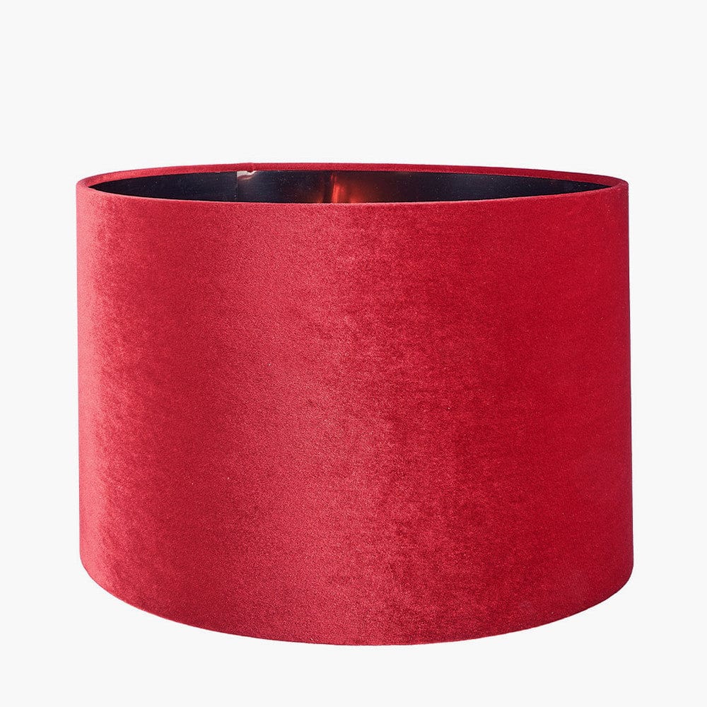 Pacific Lifestyle Lighting Bow 30cm Red Velvet Cylinder Shade House of Isabella UK