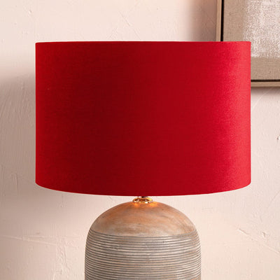 Pacific Lifestyle Lighting Bow 35cm Red Velvet Cylinder Shade House of Isabella UK