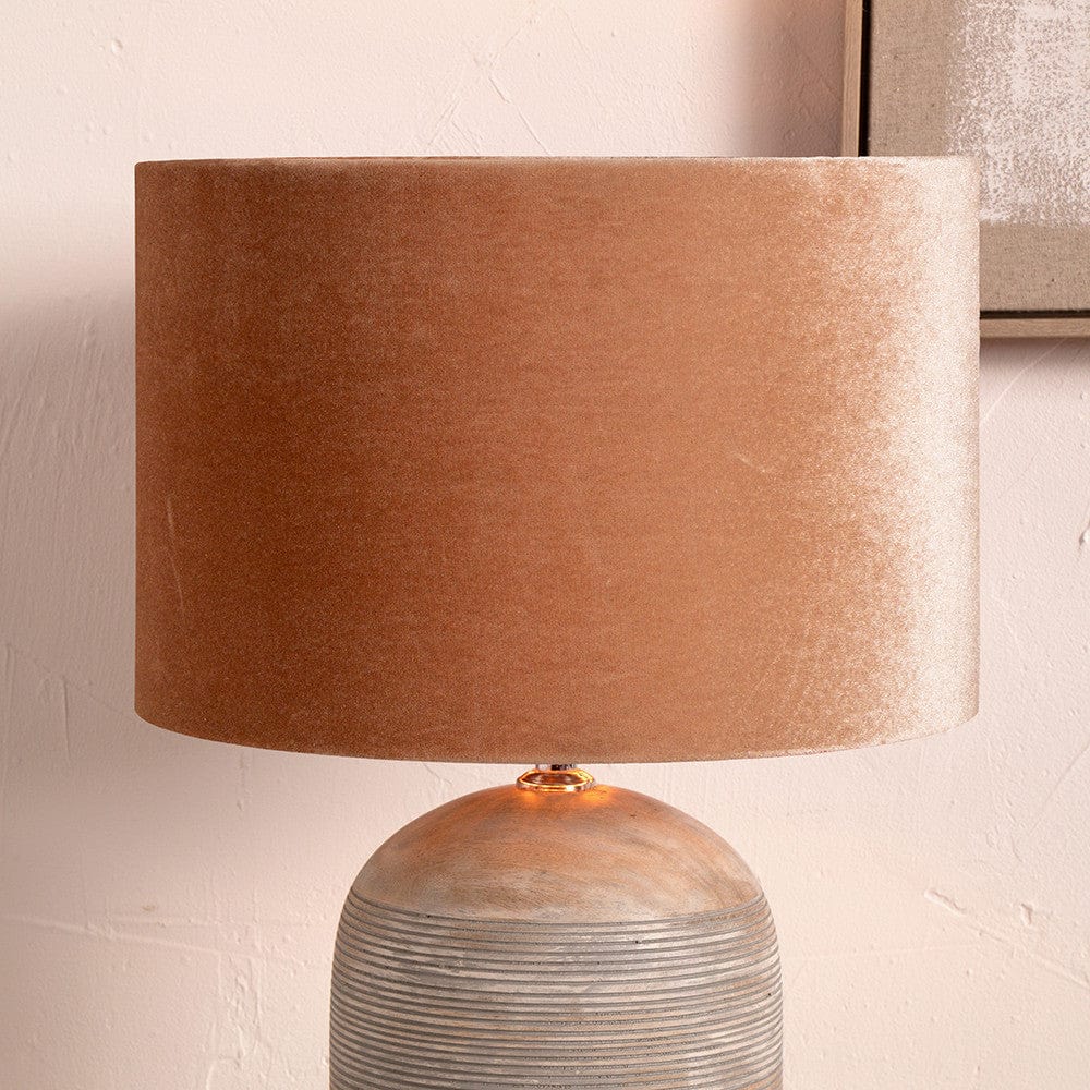Bow 40cm Apricot Velvet Cylinder Shade.