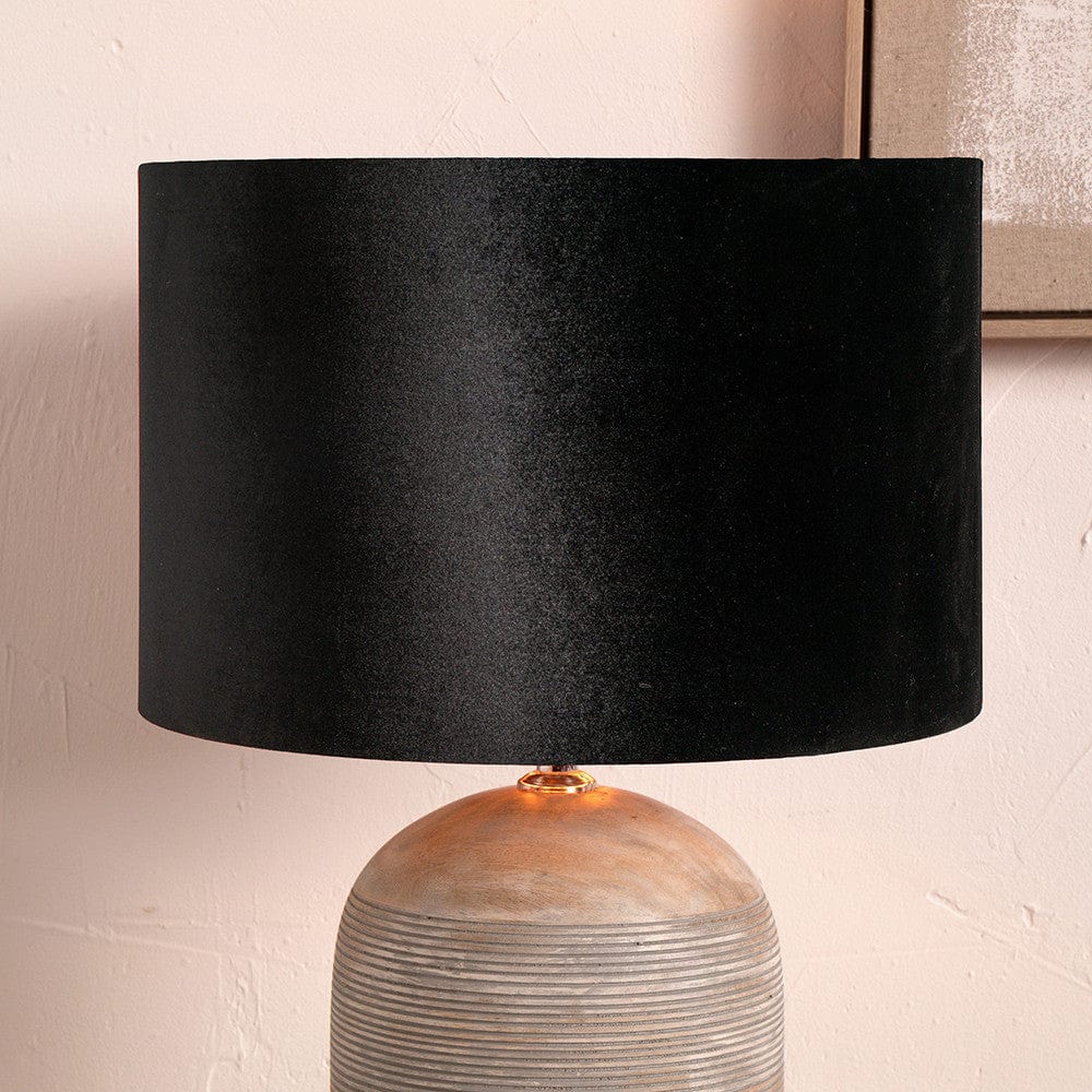 Pacific Lifestyle Lighting Bow 40cm Black Velvet Cylinder Shade House of Isabella UK