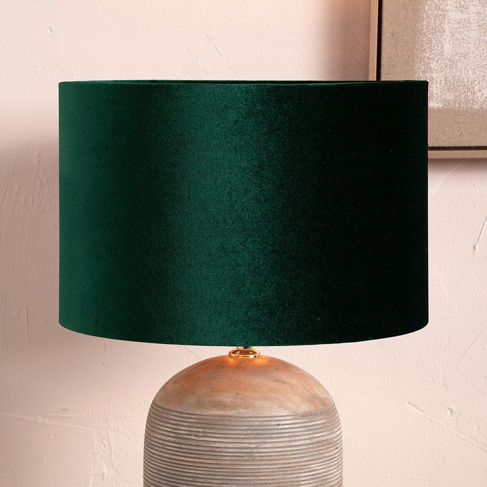 Pacific Lifestyle Lighting Bow 45cm Forest Green Velvet Cylinder Shade House of Isabella UK