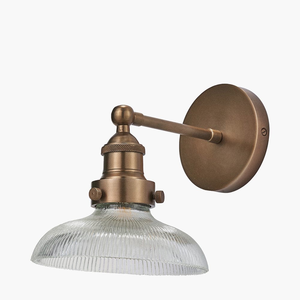 Pacific Lifestyle Lighting Bowery Ribbed Glass with Antique Brass Fitting Wall Light House of Isabella UK