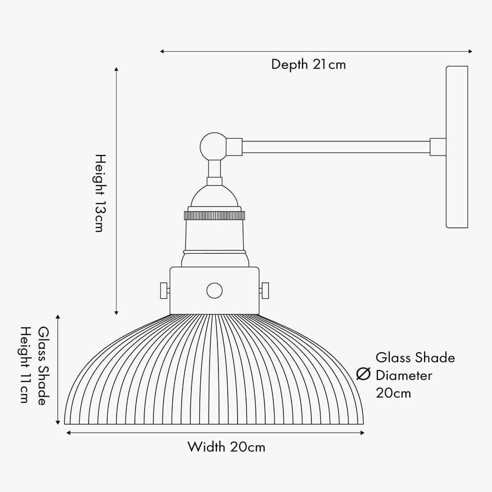 Pacific Lifestyle Lighting Bowery Ribbed Glass with Antique Brass Fitting Wall Light House of Isabella UK