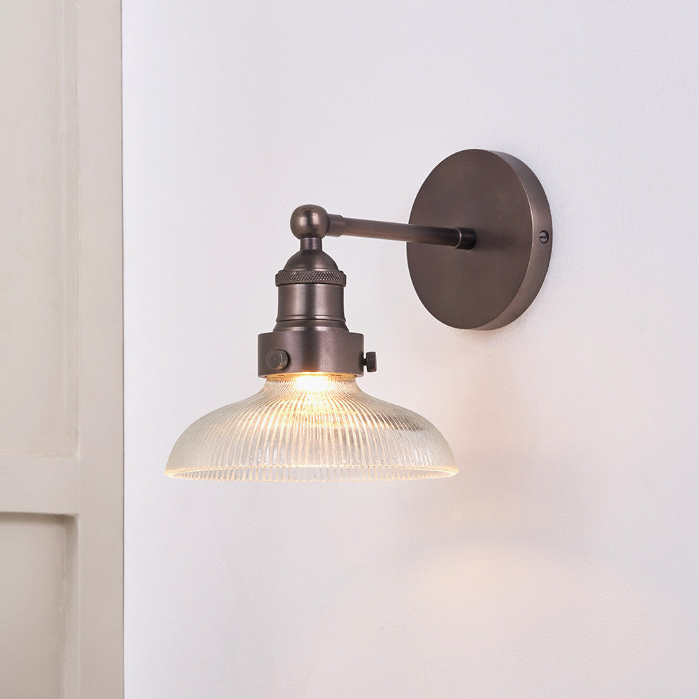 Pacific Lifestyle Lighting Bowery Ribbed Glass with Antique Bronze Fitting Wall Light House of Isabella UK