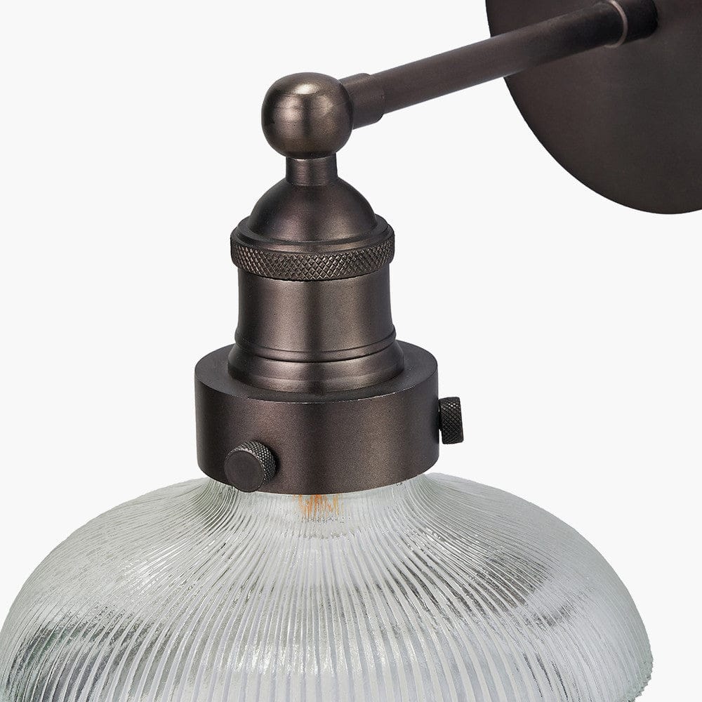 Pacific Lifestyle Lighting Bowery Ribbed Glass with Antique Bronze Fitting Wall Light House of Isabella UK