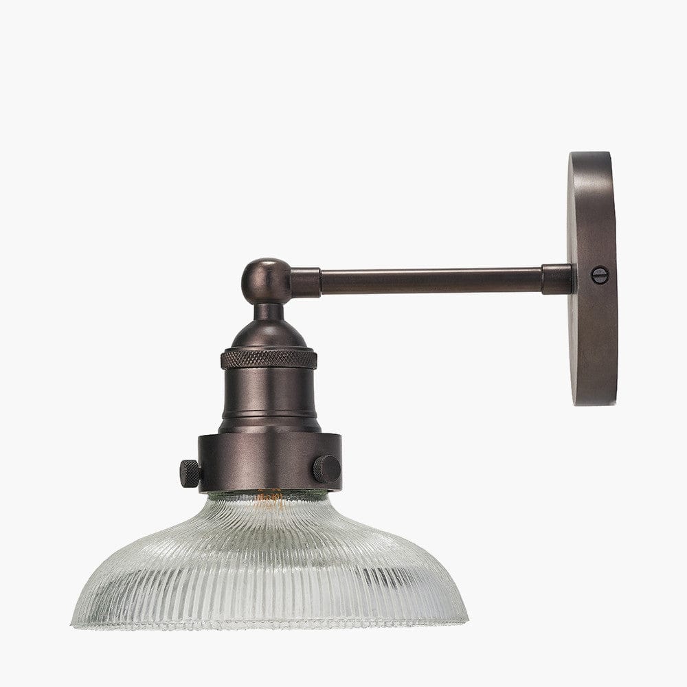 Pacific Lifestyle Lighting Bowery Ribbed Glass with Antique Bronze Fitting Wall Light House of Isabella UK