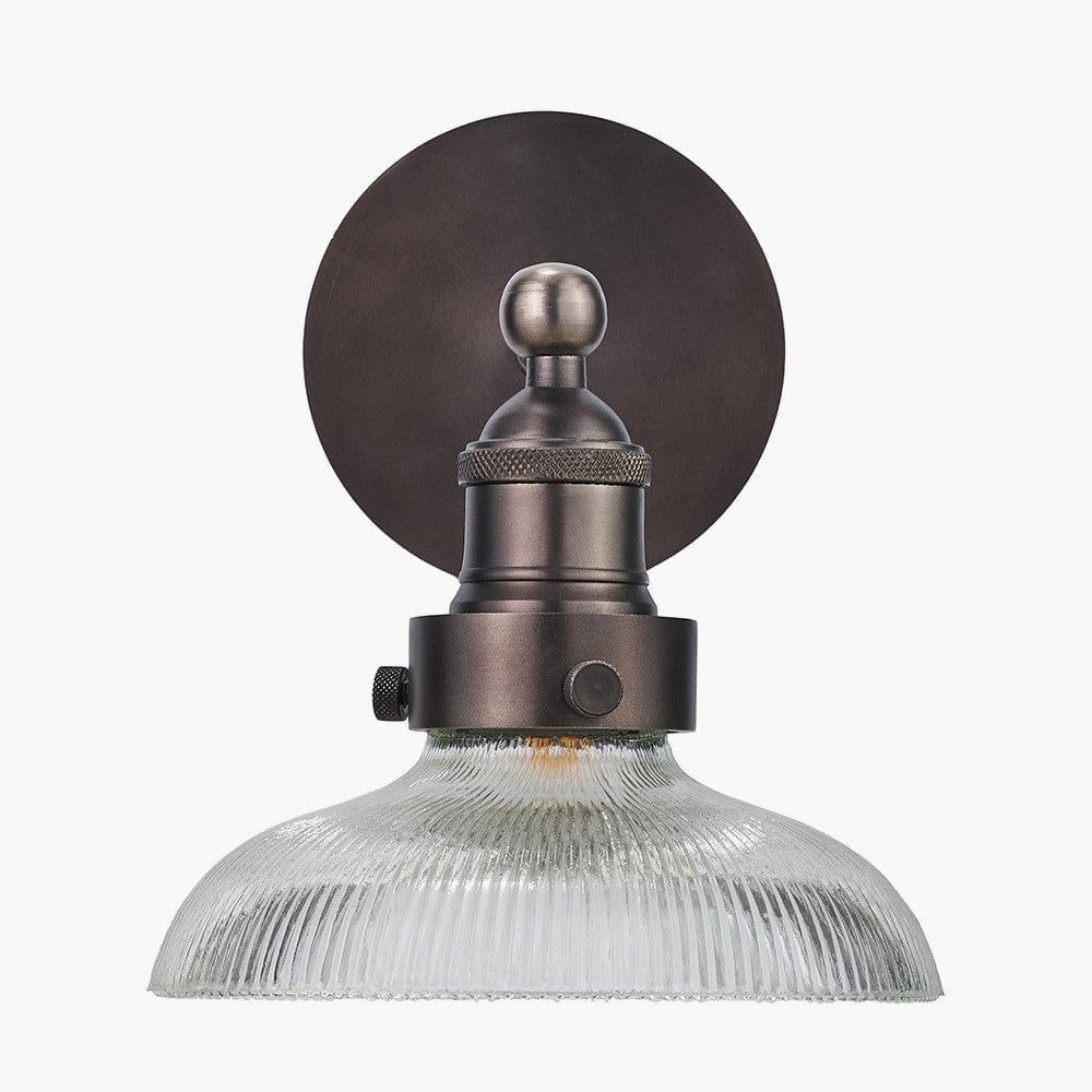 Pacific Lifestyle Lighting Bowery Ribbed Glass with Antique Bronze Fitting Wall Light House of Isabella UK