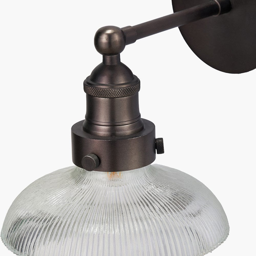 Pacific Lifestyle Lighting Bowery Ribbed Glass with Antique Bronze Fitting Wall Light House of Isabella UK
