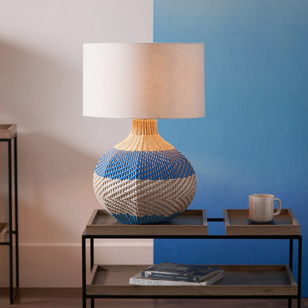 Brera Rattan Large Table Lamp Cobalt.