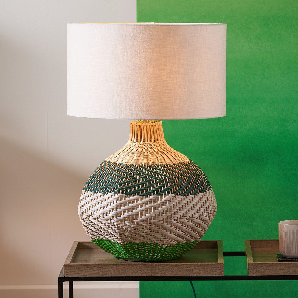 Brera Rattan Large Table Lamp Emerald.