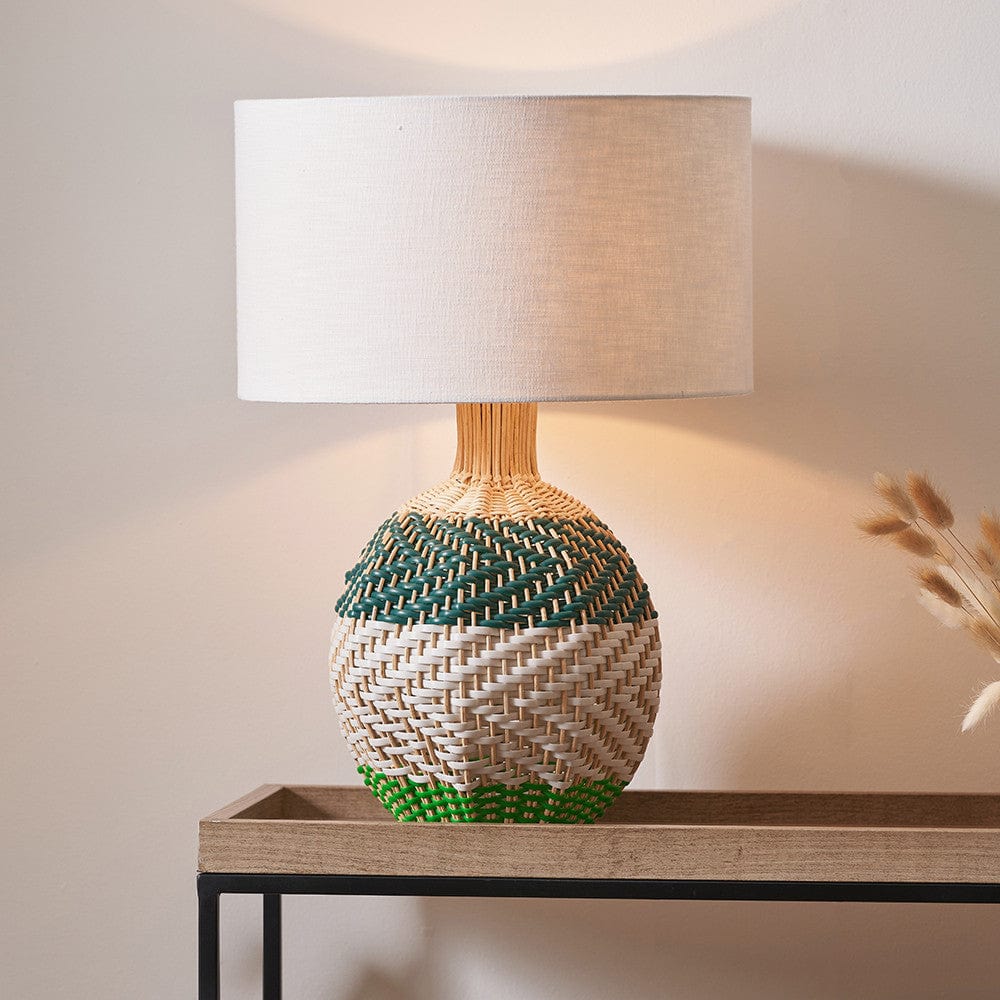 Brera Rattan Small Table Lamp Emerald.
