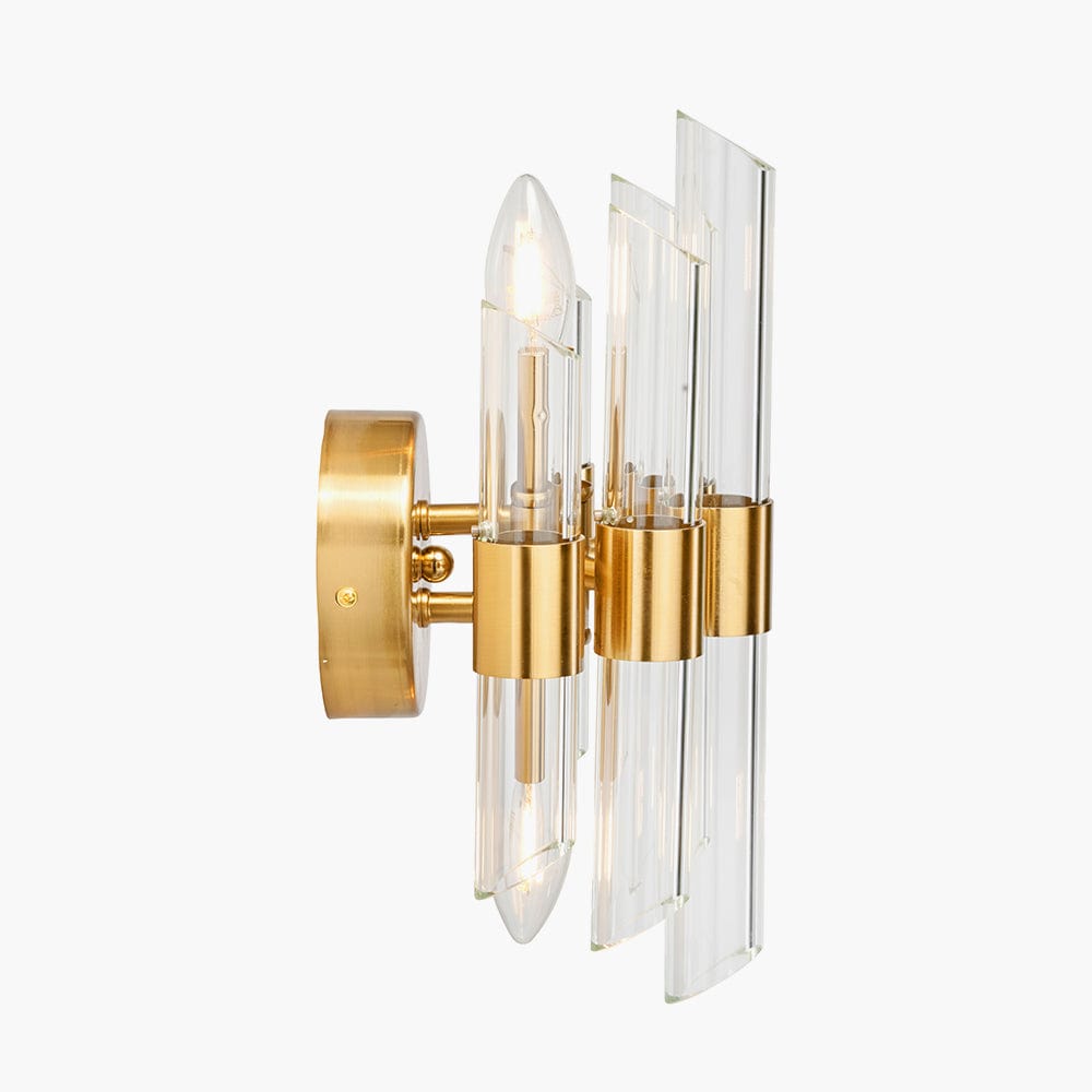 Brielle Clear Glass and Antique Brass 2 Wall Light.