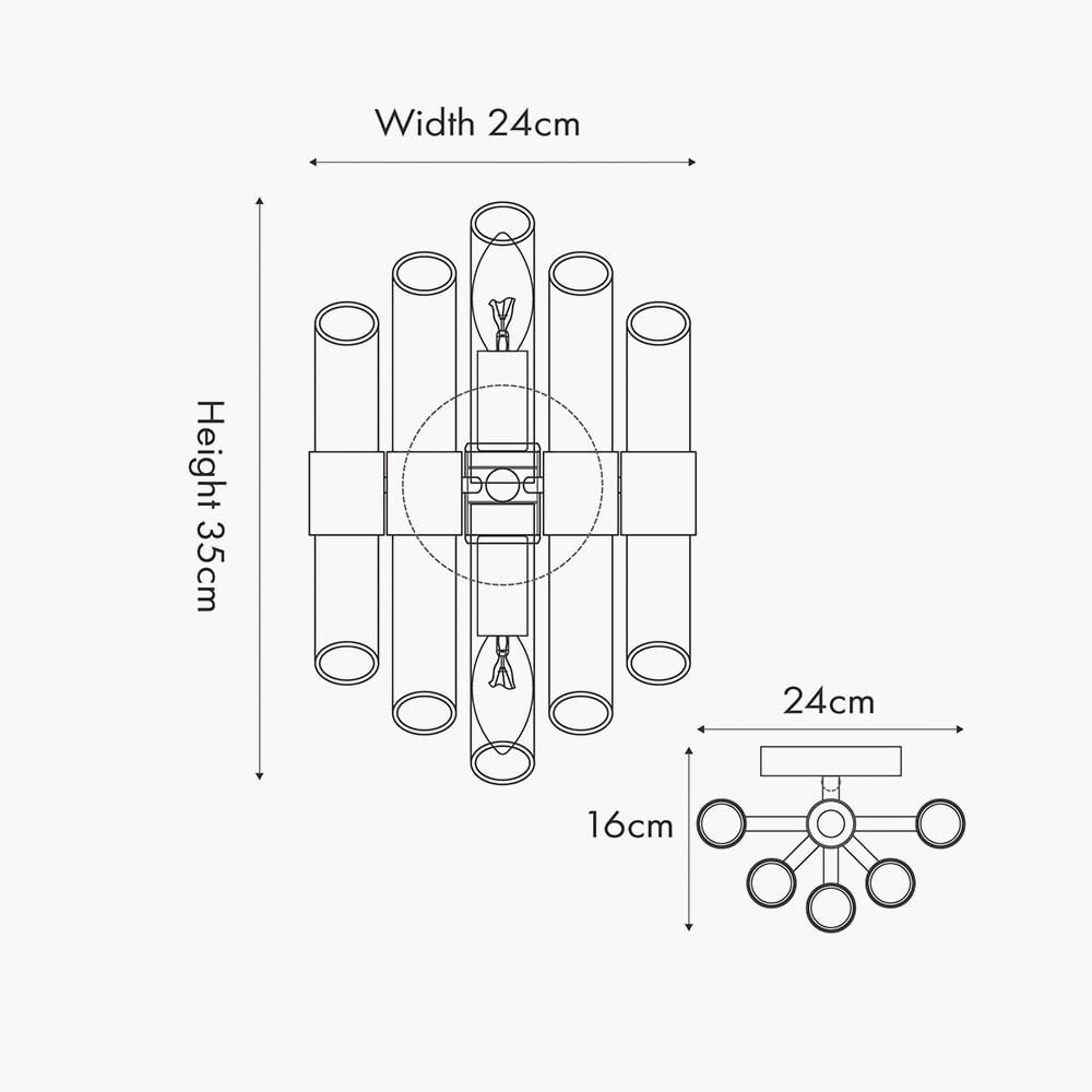 Brielle Clear Glass and Antique Brass 2 Wall Light.