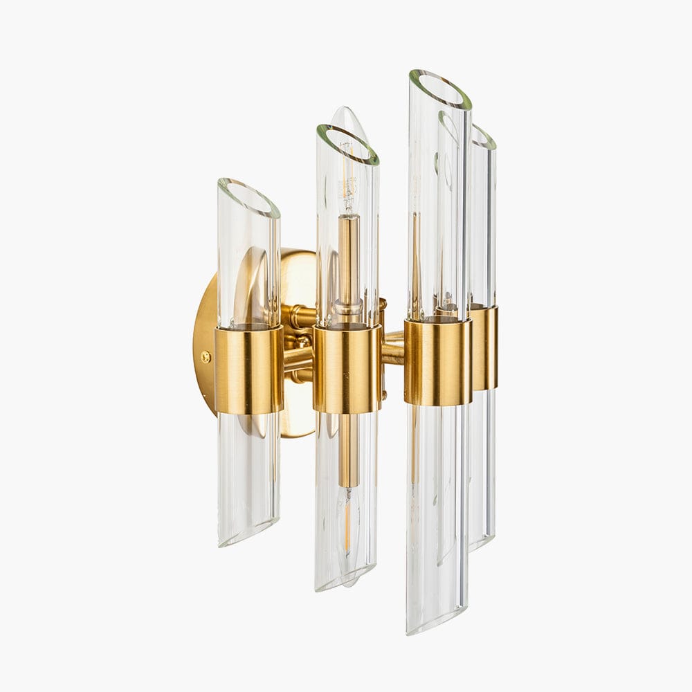 Brielle Clear Glass and Antique Brass 2 Wall Light.