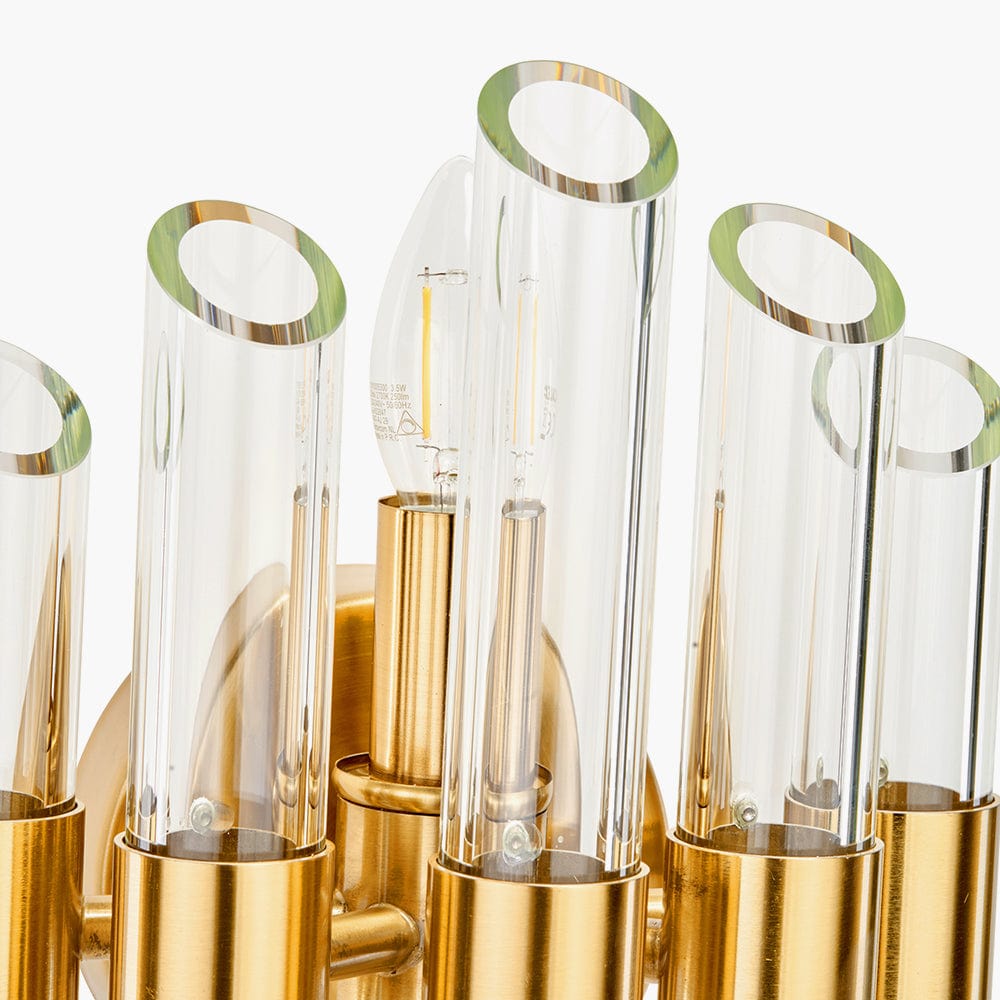 Brielle Clear Glass and Antique Brass 2 Wall Light.