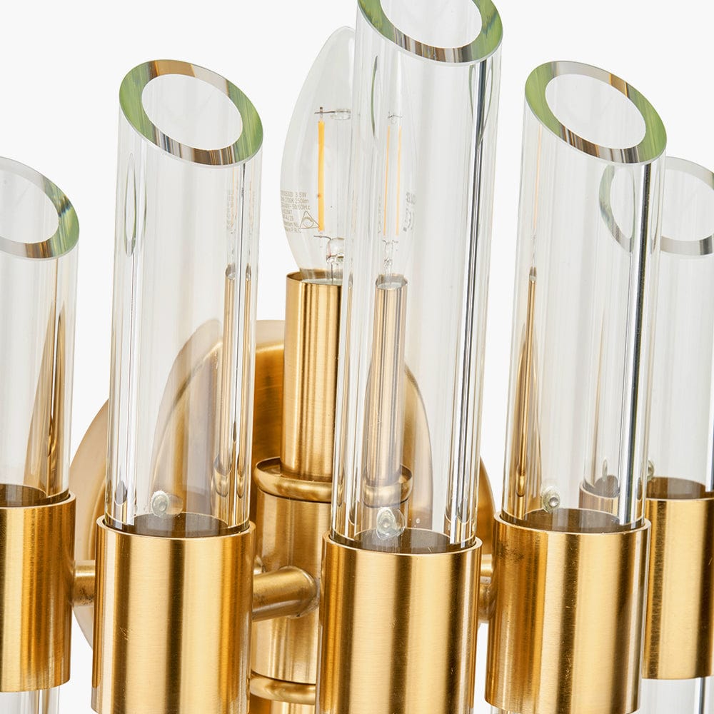 Brielle Clear Glass and Antique Brass 2 Wall Light.