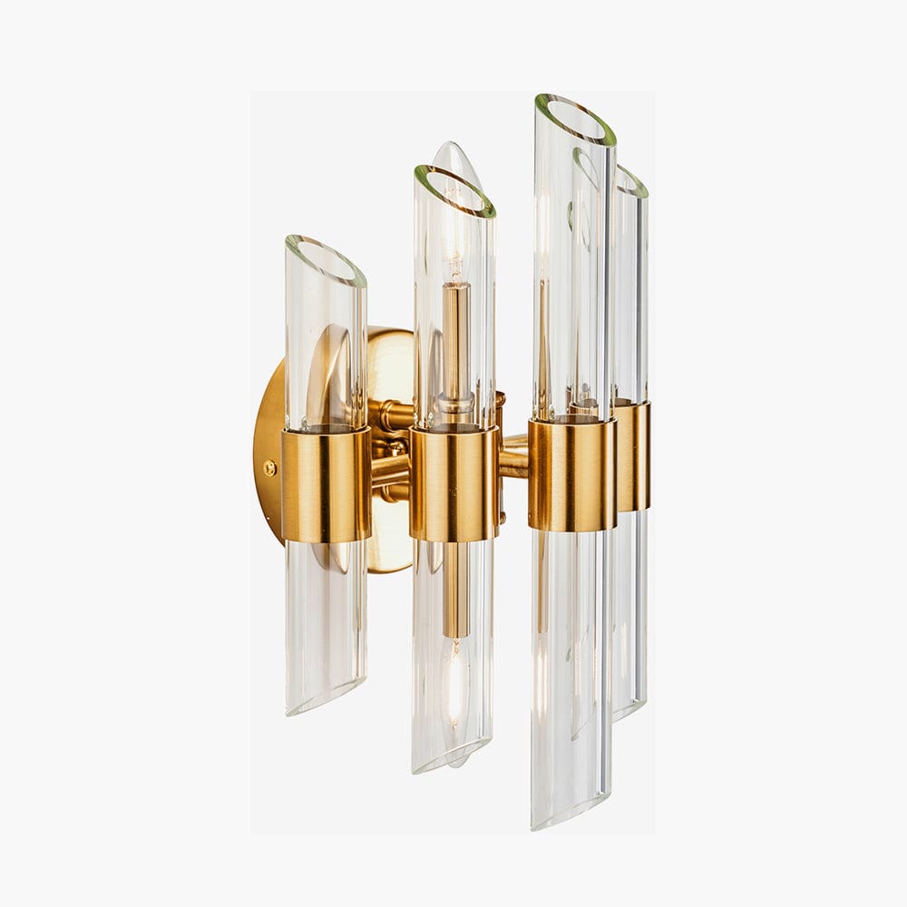 Brielle Clear Glass and Antique Brass 2 Wall Light.