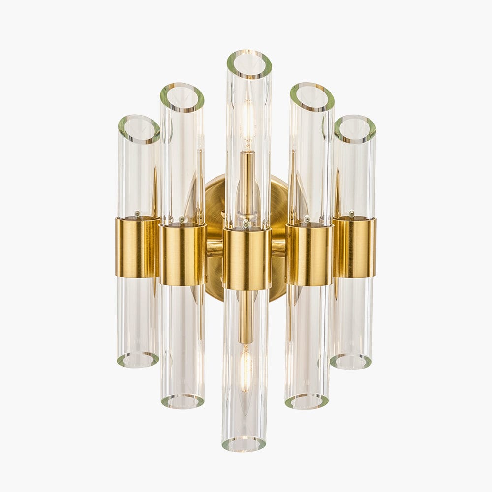 Brielle Clear Glass and Antique Brass 2 Wall Light.