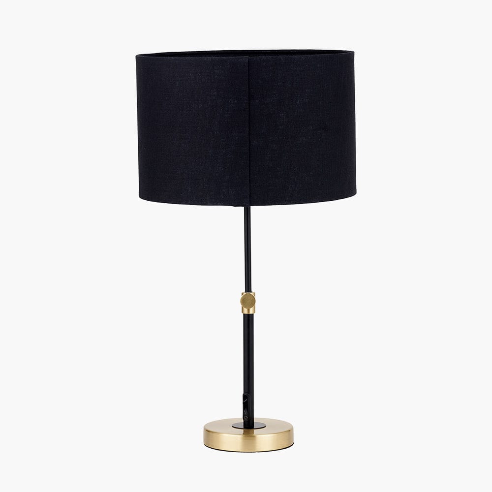 Bryce Black and Gold Metal Rise and Fall Table Lamp.