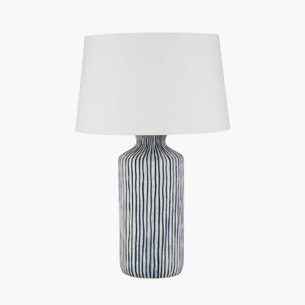 Bude Blue and White Stripe Stoneware Table Lamp - Base Only.