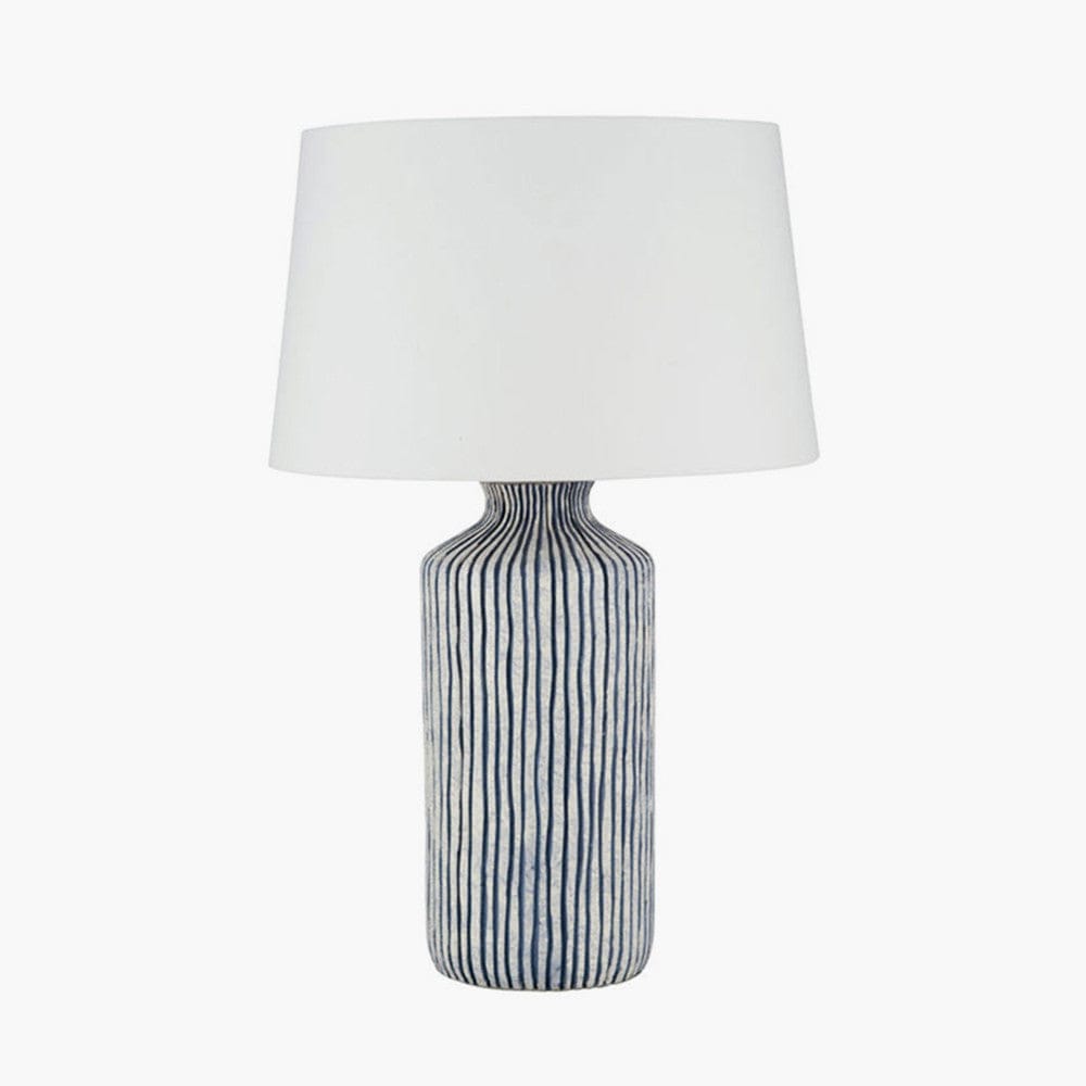 Pacific Lifestyle Lighting Bude Blue and White Stripe Stoneware Table Lamp - Base Only House of Isabella UK