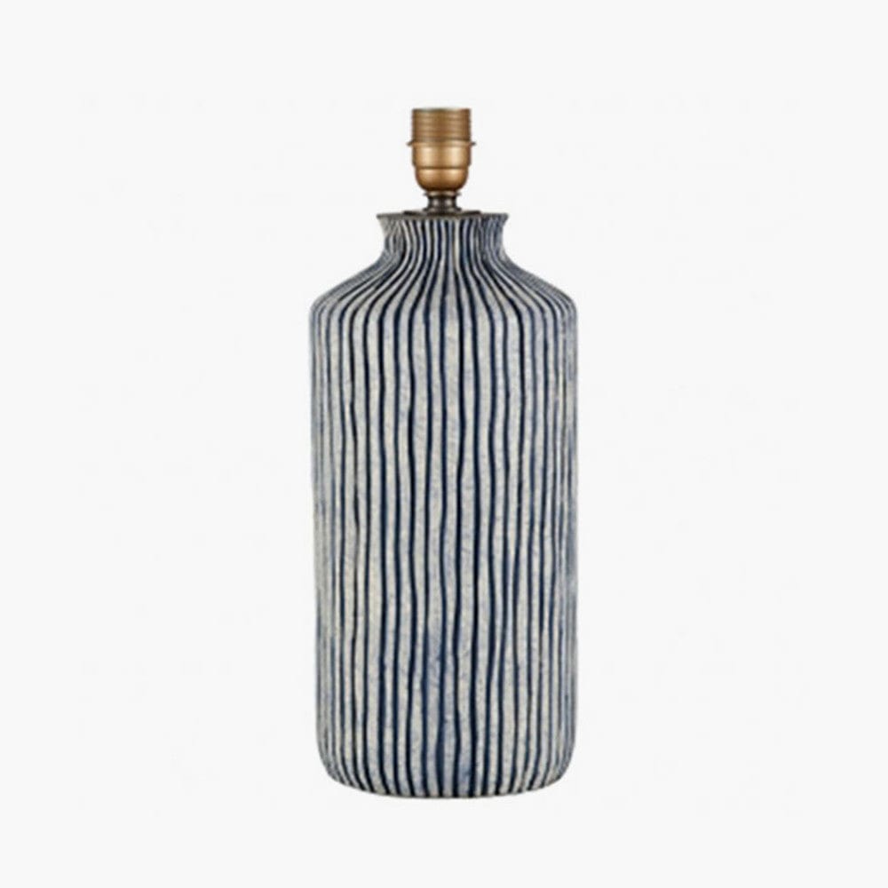 Bude Blue and White Stripe Stoneware Table Lamp - Base Only.